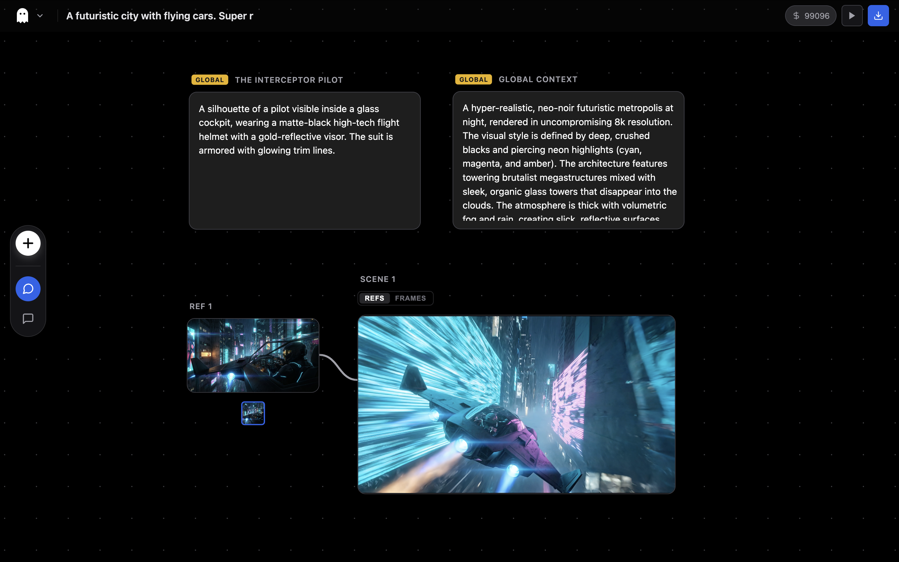 L'Editor a Grafo popolato con nodi generati