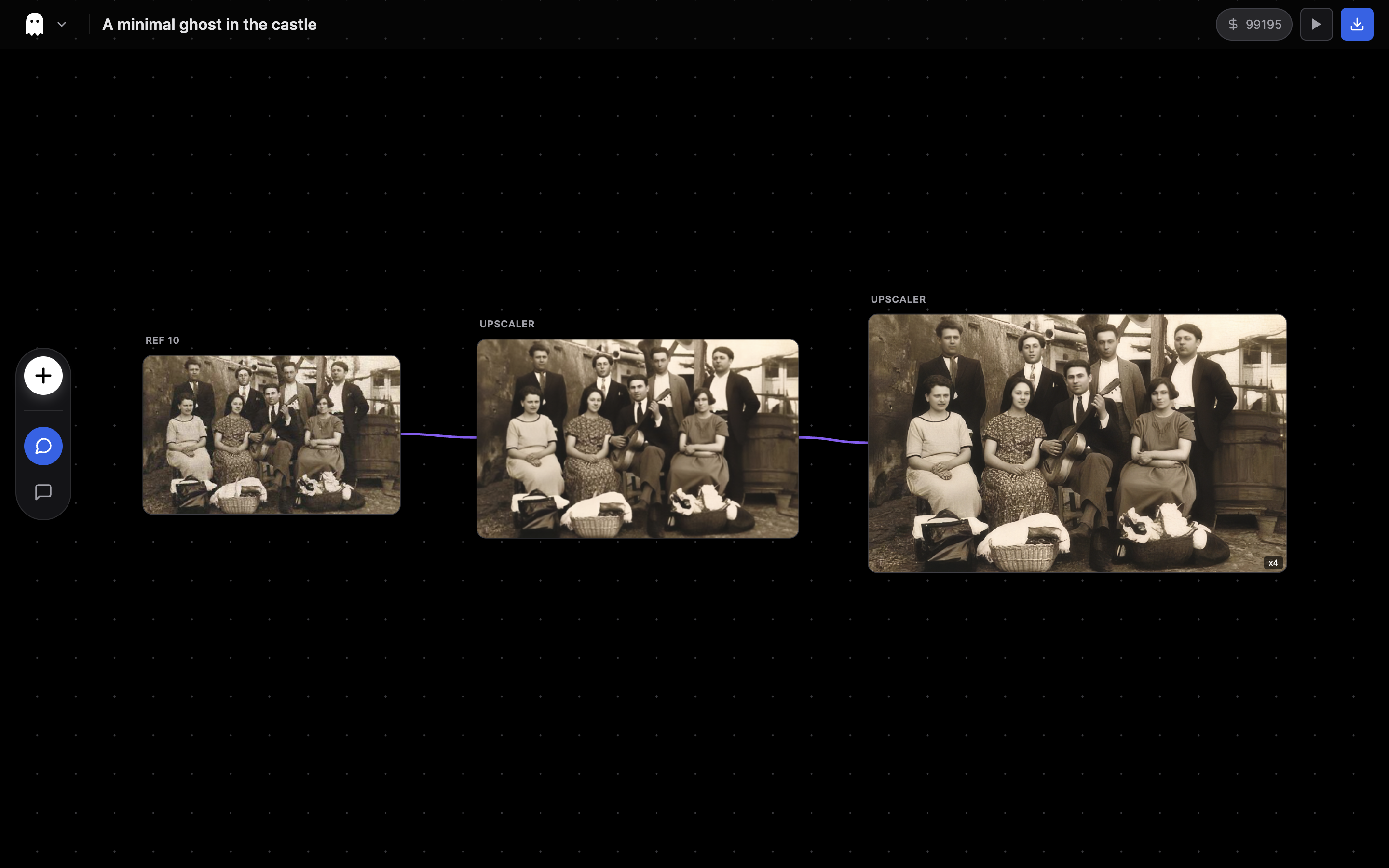 Editor Screenshot showing restoration workflow